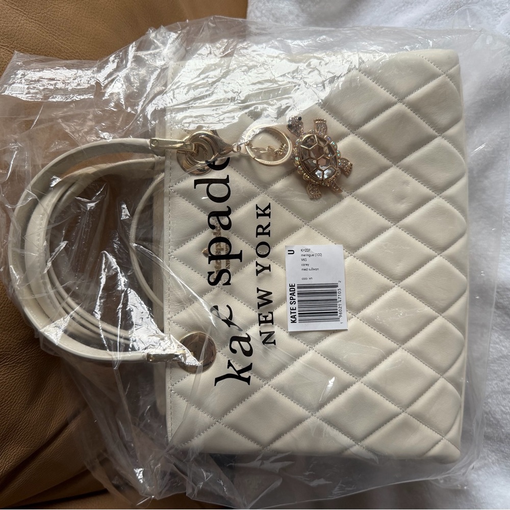 Kate Spade Cream Quilted Tote Bag